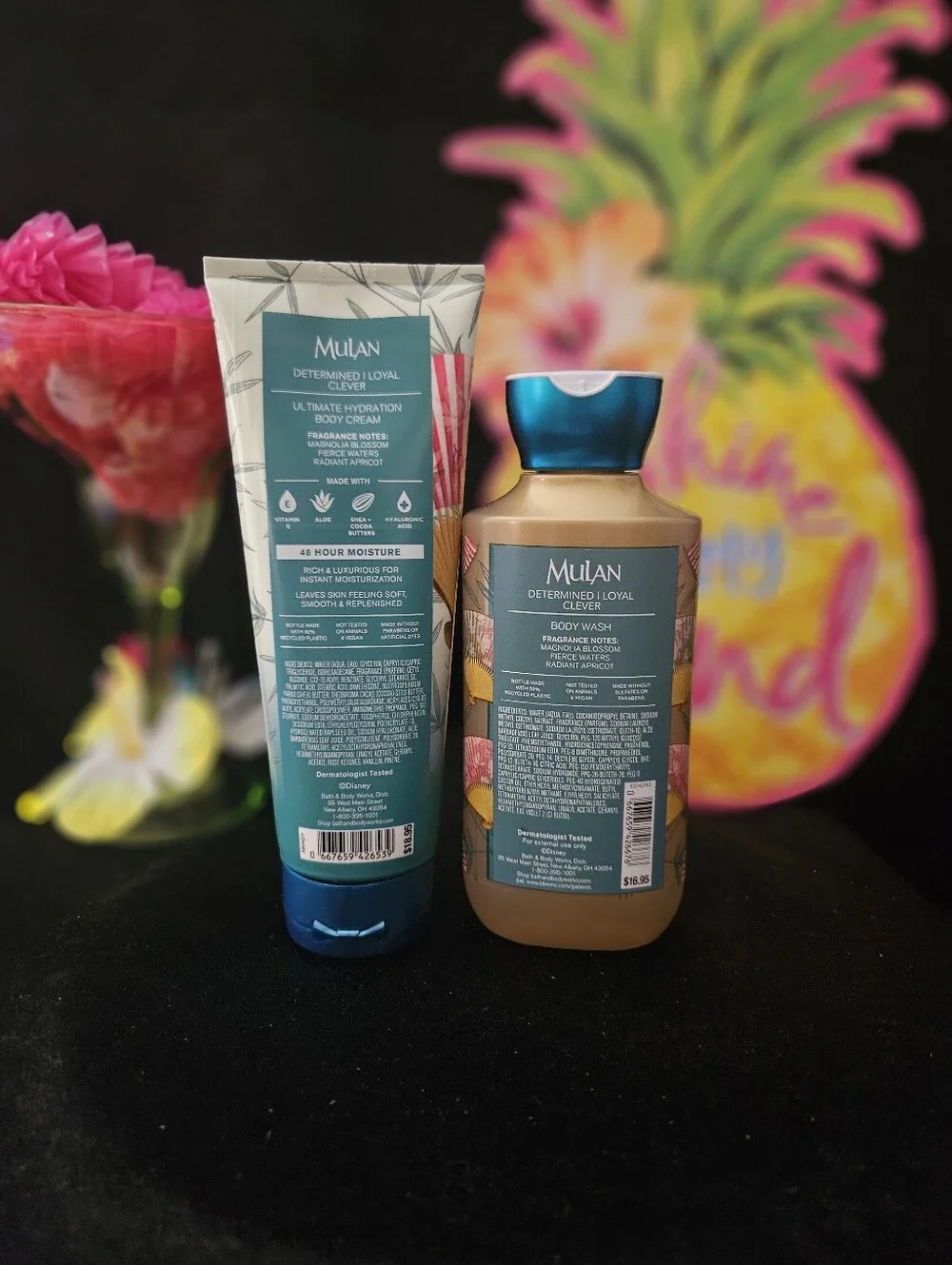 NWT Bath & Body Works Disney Princess Mulan Bodycare Set - Pink/Teal